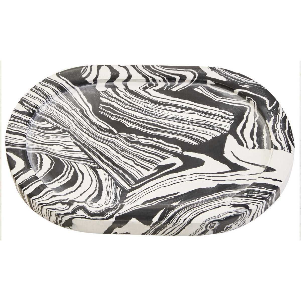 Orsina Helsa Oval Marble Tray – Black and White Modern Vanity Organizer