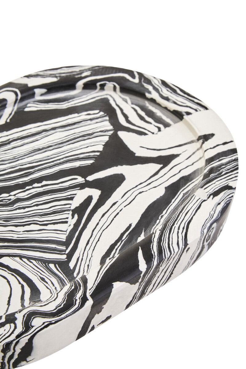 Orsina Helsa Oval Marble Tray – Black and White Modern Vanity Organizer