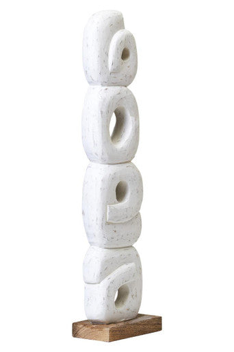 Orsina Fidel Rustic White Mango Wood Ring Sculpture – Farmhouse Decor