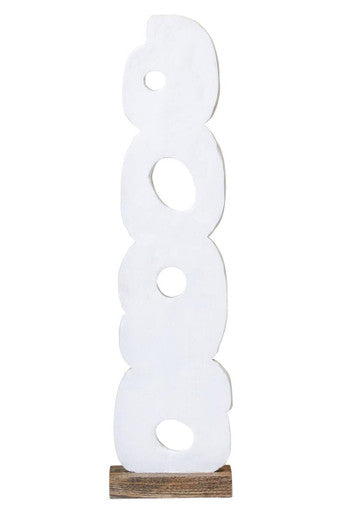 Orsina Fidel Rustic White Mango Wood Ring Sculpture – Farmhouse Decor