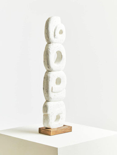 Orsina Fidel Rustic White Mango Wood Ring Sculpture – Farmhouse Decor