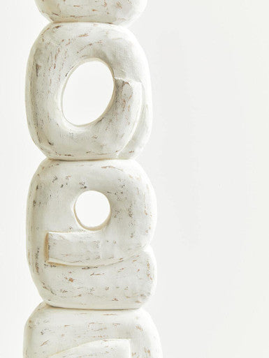 Orsina Fidel Rustic White Mango Wood Ring Sculpture – Farmhouse Decor
