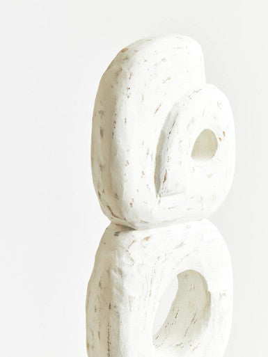 Orsina Fidel Rustic White Mango Wood Ring Sculpture – Farmhouse Decor