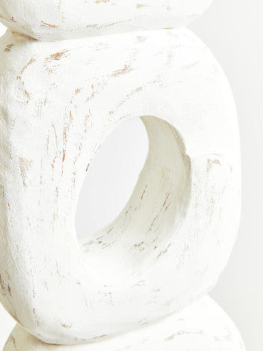 Orsina Fidel Rustic White Mango Wood Ring Sculpture – Farmhouse Decor