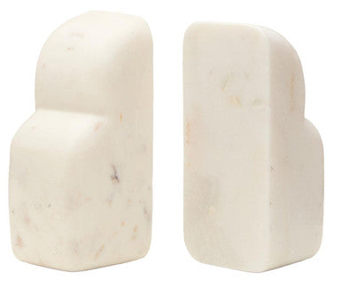 Orsina Savio White Marble Bookends – Set of 2 Modern Stone Book Ends