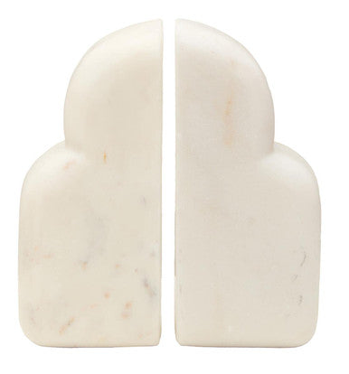 Orsina Savio White Marble Bookends – Set of 2 Modern Stone Book Ends