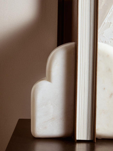 Orsina Savio White Marble Bookends – Set of 2 Modern Stone Book Ends