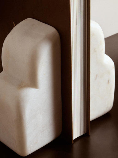 Orsina Savio White Marble Bookends – Set of 2 Modern Stone Book Ends