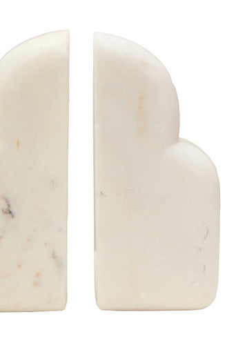 Orsina Savio White Marble Bookends – Set of 2 Modern Stone Book Ends