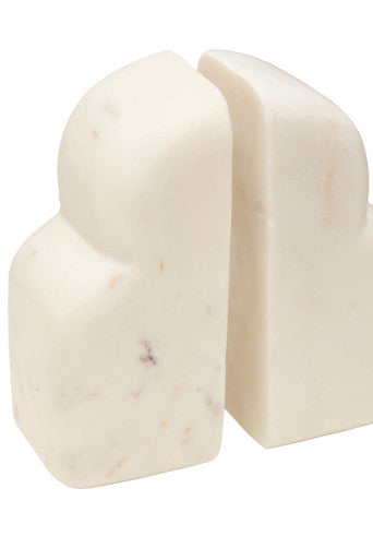 Orsina Savio White Marble Bookends – Set of 2 Modern Stone Book Ends