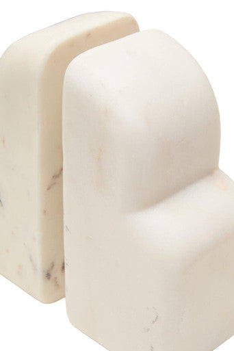 Orsina Savio White Marble Bookends – Set of 2 Modern Stone Book Ends