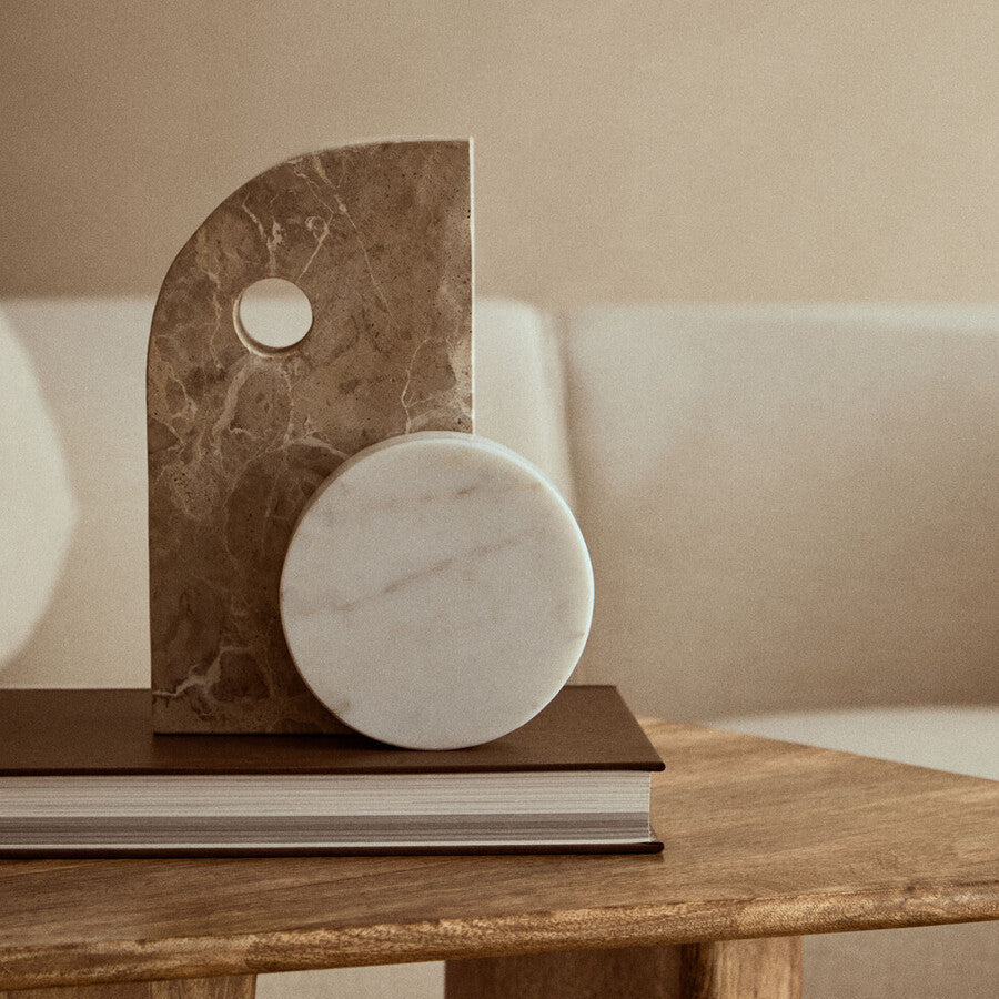 Orsina Santino Chocolate and White Marble Sculpture – Modern Home Decor