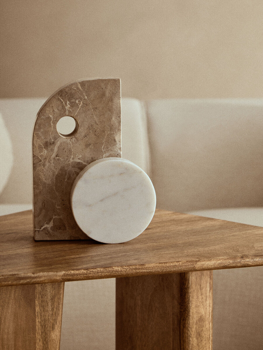 Orsina Santino Chocolate and White Marble Sculpture – Modern Home Decor