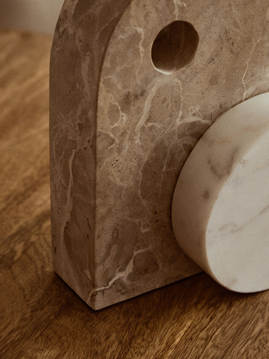 Orsina Santino Chocolate and White Marble Sculpture – Modern Home Decor