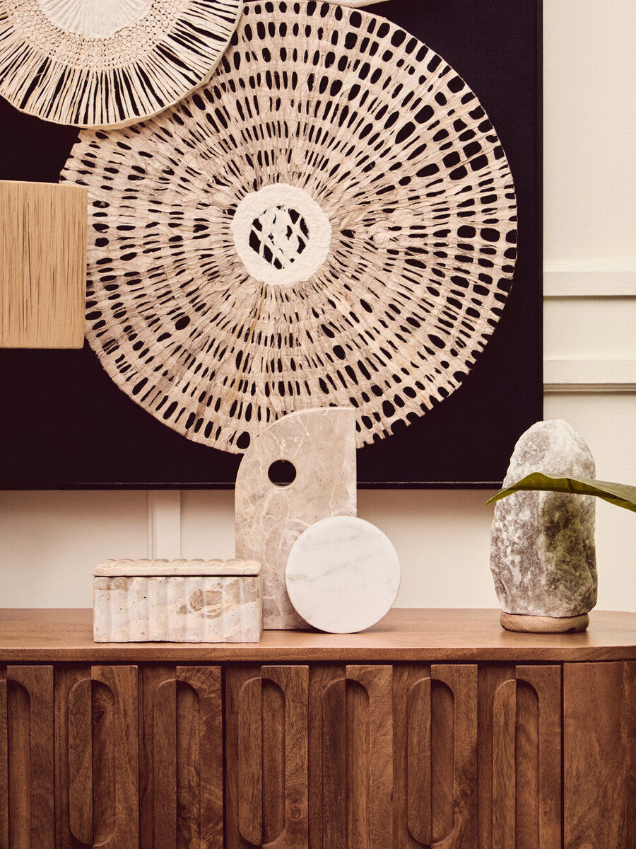 Orsina Santino Chocolate and White Marble Sculpture – Modern Home Decor