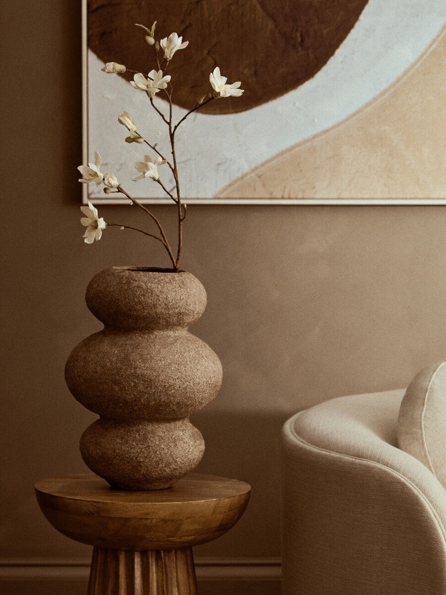 Orsina Sanai Bubble Vase – Cotton Mache and Coco Shell Sculptural Decor