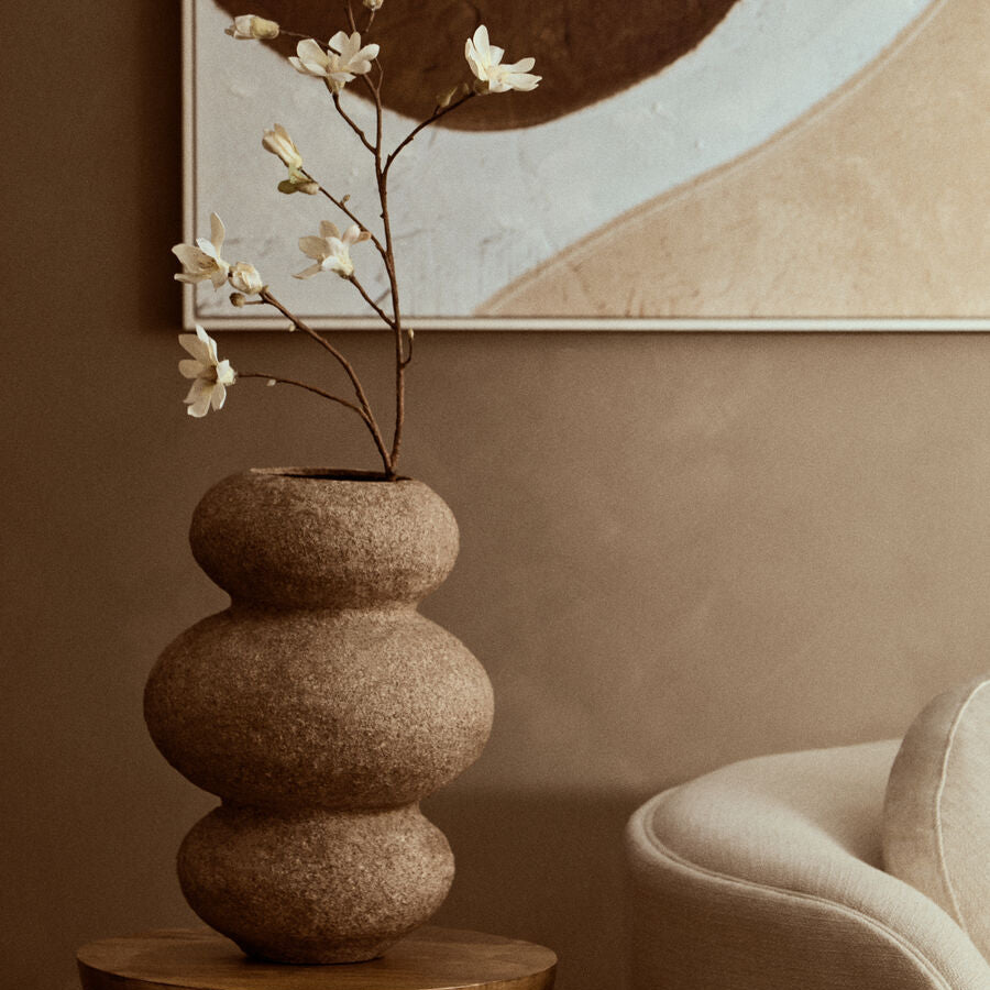 Orsina Sanai Bubble Vase – Cotton Mache and Coco Shell Sculptural Decor