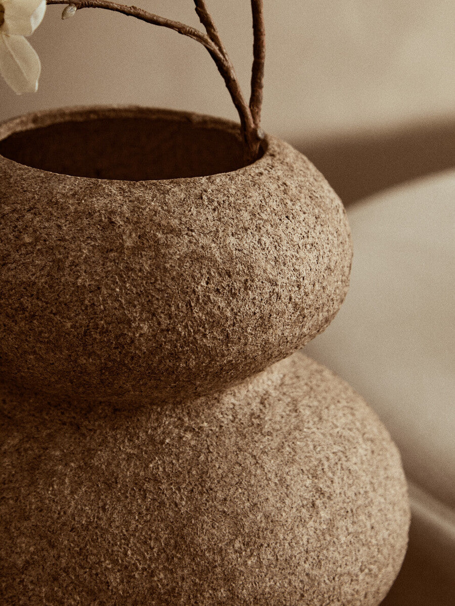 Orsina Sanai Bubble Vase – Cotton Mache and Coco Shell Sculptural Decor