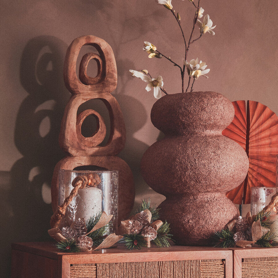 Orsina Sanai Bubble Vase – Cotton Mache and Coco Shell Sculptural Decor