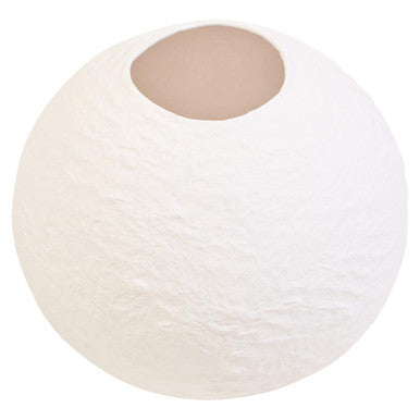 Orsina Sanai Small White Round Vase – Hand-Painted Cotton Mache Decor
