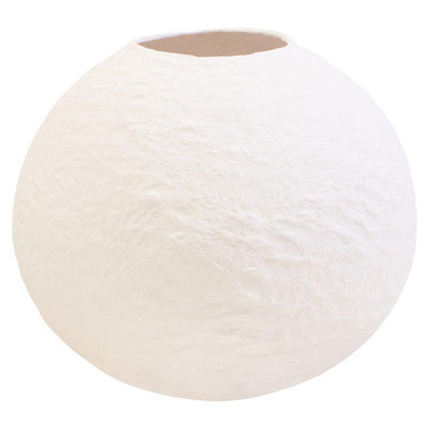 Orsina Sanai Small White Round Vase – Hand-Painted Cotton Mache Decor