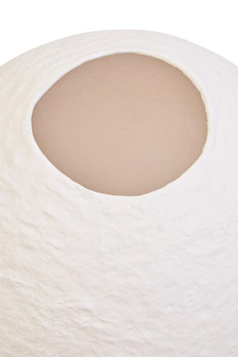 Orsina Sanai Small White Round Vase – Hand-Painted Cotton Mache Decor