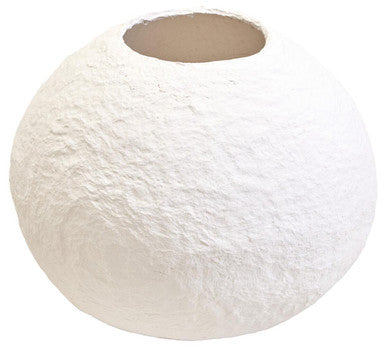 Orsina Sanai Large White Round Vase – Hand-Painted Cotton Mache
