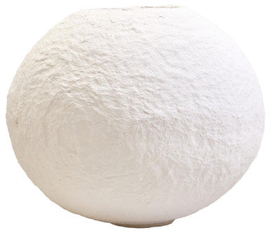 Orsina Sanai Large White Round Vase – Hand-Painted Cotton Mache