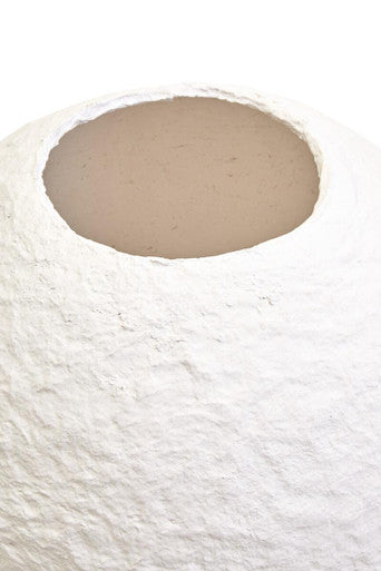 Orsina Sanai Large White Round Vase – Hand-Painted Cotton Mache