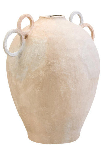 Orsina Sanai Large Cotton Mache Decorative Vase with Ring Handles