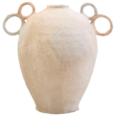 Orsina Sanai Large Cotton Mache Decorative Vase with Ring Handles