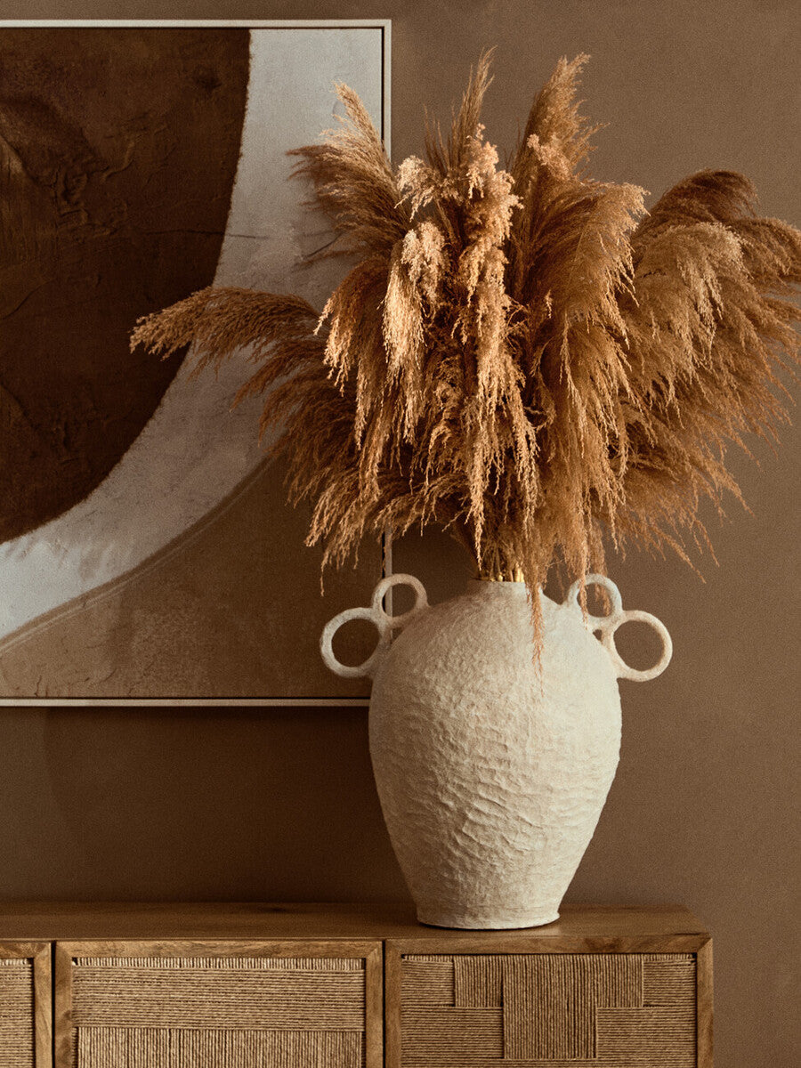 Orsina Sanai Large Cotton Mache Decorative Vase with Ring Handles