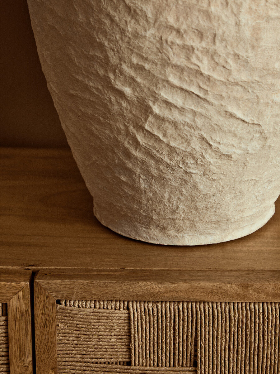 Orsina Sanai Large Cotton Mache Decorative Vase with Ring Handles
