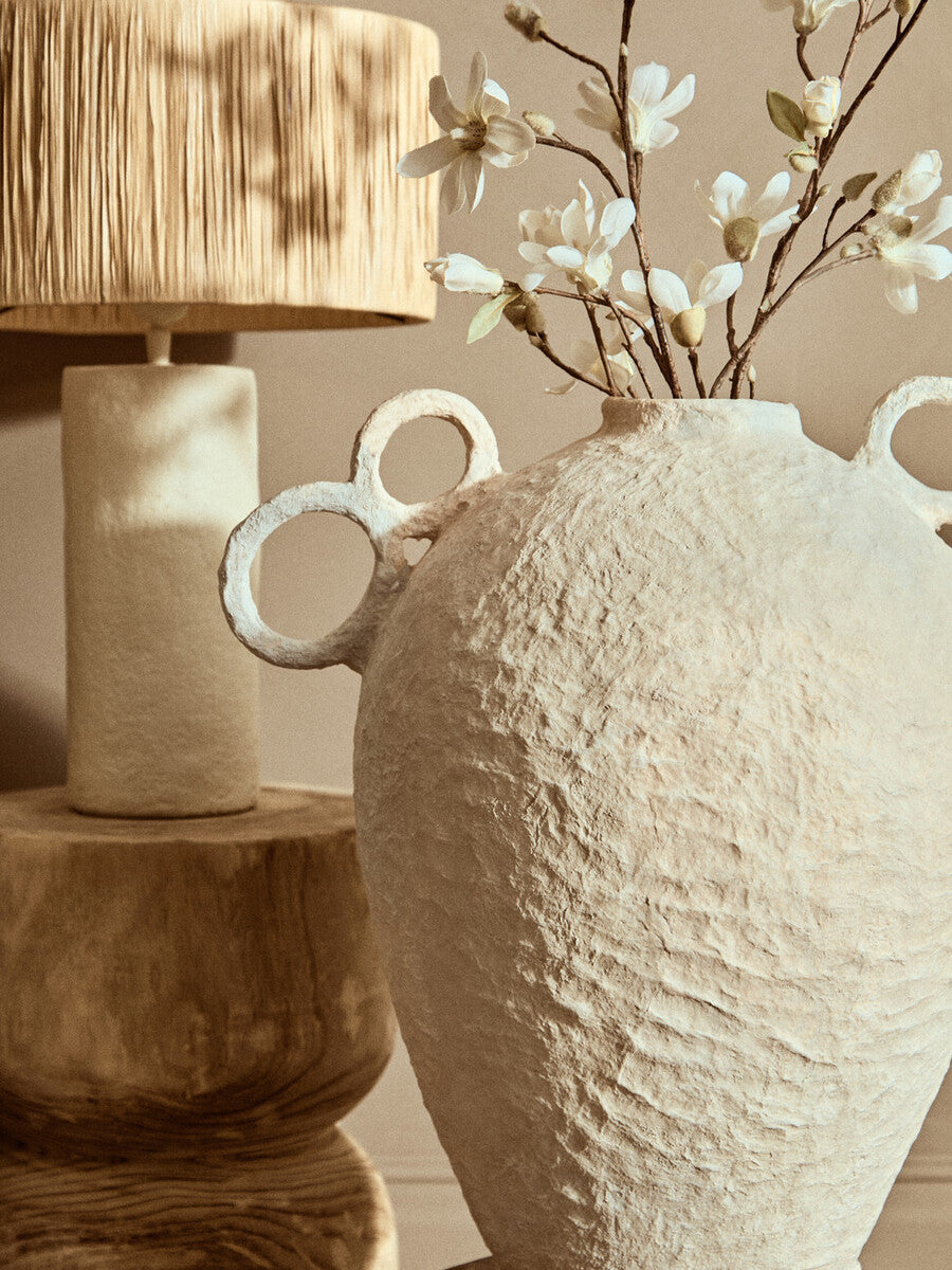 Orsina Sanai Large Cotton Mache Decorative Vase with Ring Handles