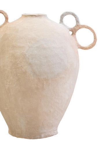 Orsina Sanai Large Cotton Mache Decorative Vase with Ring Handles