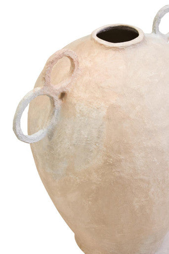 Orsina Sanai Large Cotton Mache Decorative Vase with Ring Handles