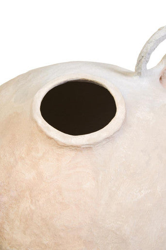 Orsina Sanai Large Cotton Mache Decorative Vase with Ring Handles