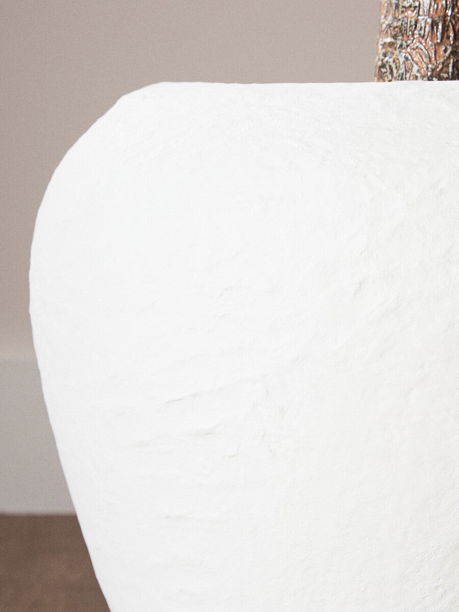 Orsina Sanai Large White Cotton Mache Planter | Modern Indoor Plant Pot