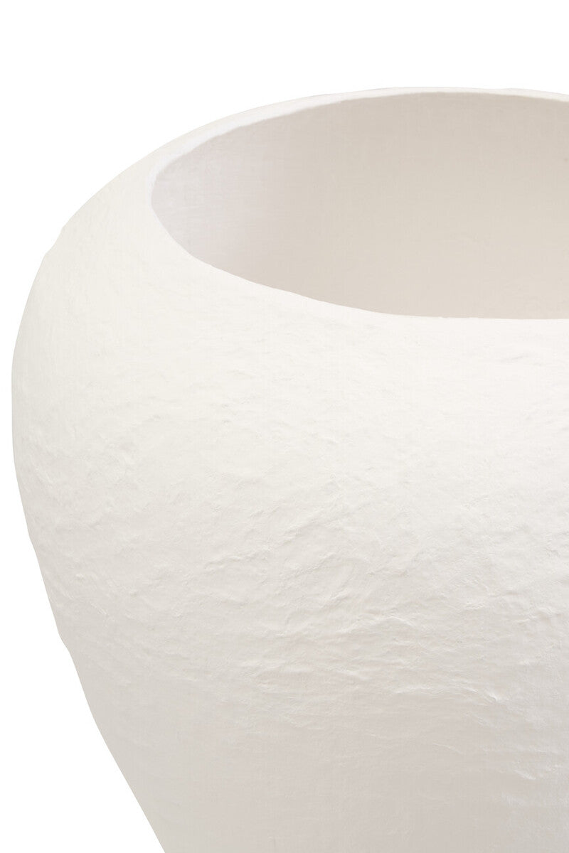 Orsina Sanai Large White Cotton Mache Planter | Modern Indoor Plant Pot