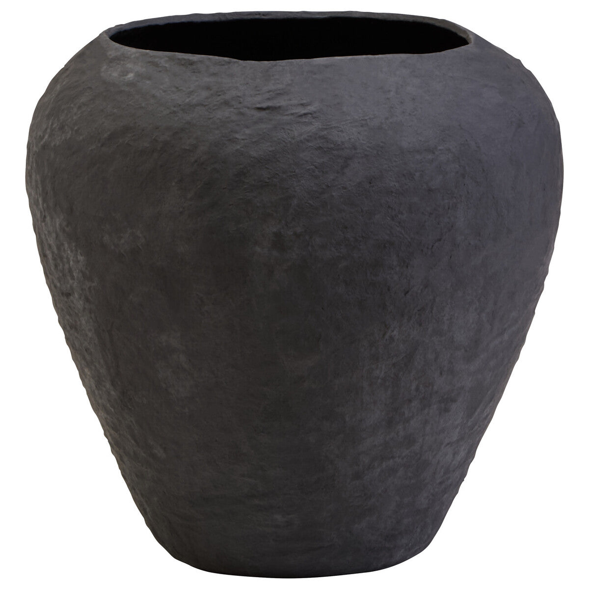 Orsina Sanai Large Black Cotton Mache Planter – Textured Indoor Vase