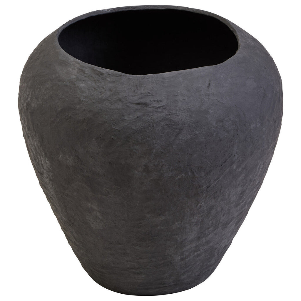 Orsina Sanai Large Black Cotton Mache Planter – Textured Indoor Vase