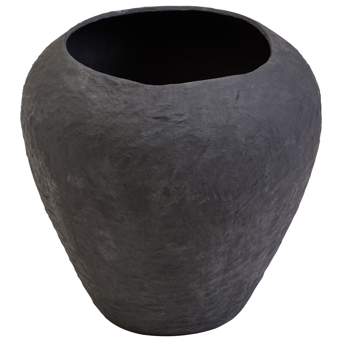 Orsina Sanai Large Black Cotton Mache Planter – Textured Indoor Vase