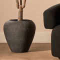 Orsina Sanai Large Black Cotton Mache Planter – Textured Indoor Vase