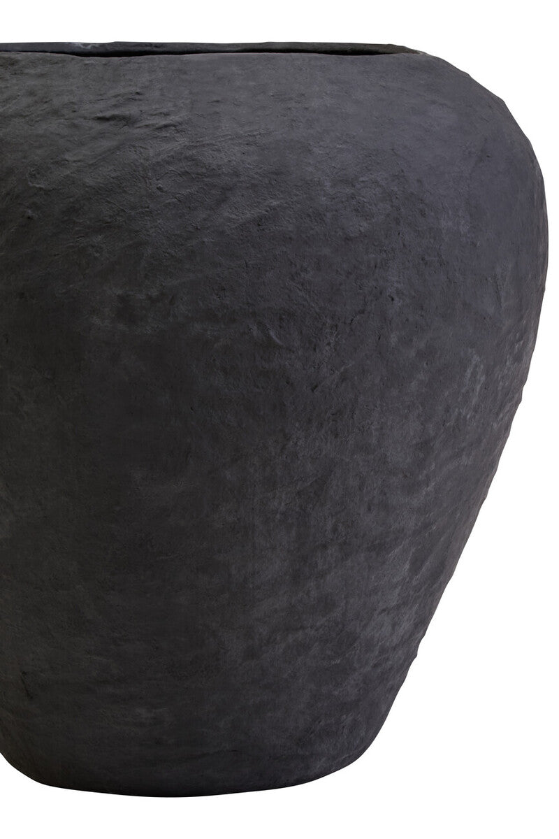Orsina Sanai Large Black Cotton Mache Planter – Textured Indoor Vase
