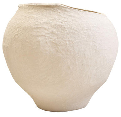 Orsina Sanai Large Beige Cotton Mache Planter – Textured Indoor Pot