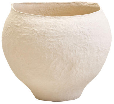 Orsina Sanai Large Beige Cotton Mache Planter – Textured Indoor Pot