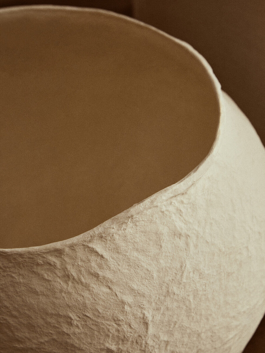 Orsina Sanai Large Beige Cotton Mache Planter – Textured Indoor Pot