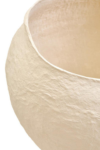 Orsina Sanai Large Beige Cotton Mache Planter – Textured Indoor Pot