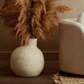 Orsina Sanai Large Cream Cotton Mache Vase – Textured Decorative Sculpture