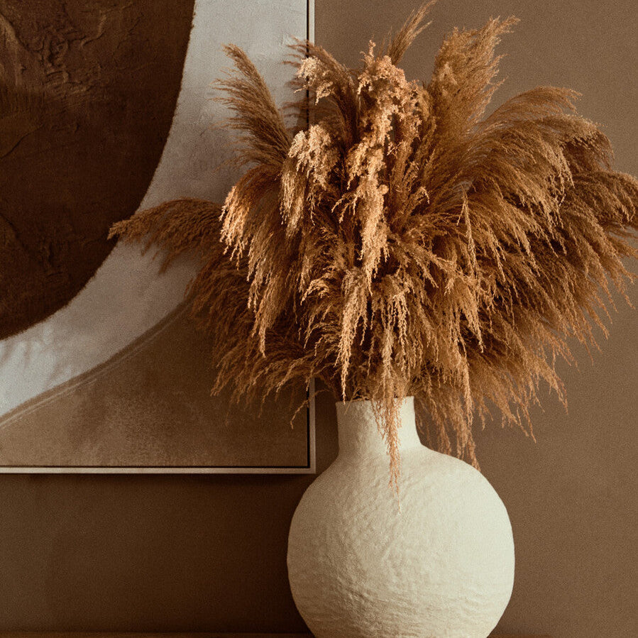 Orsina Sanai Large Cream Cotton Mache Vase – Textured Decorative Sculpture